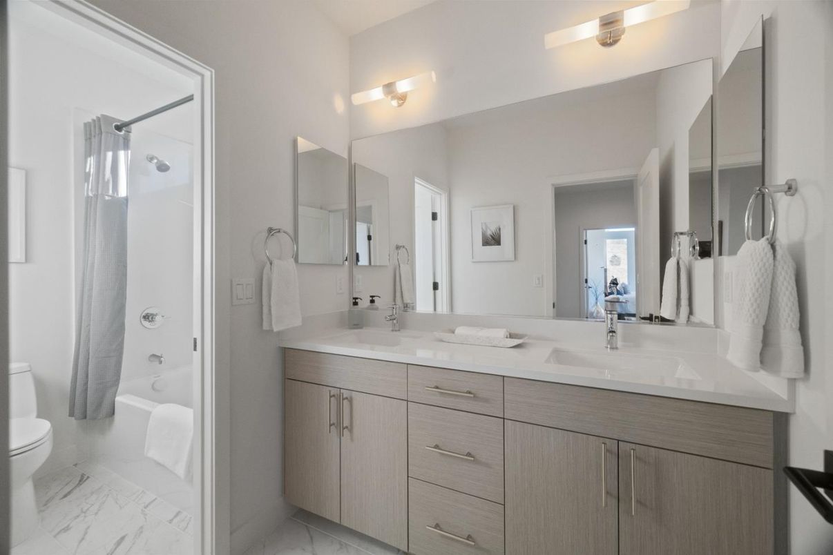 Bathroom, Dual Sink Vanities, Glass Shower, Interior, Marble