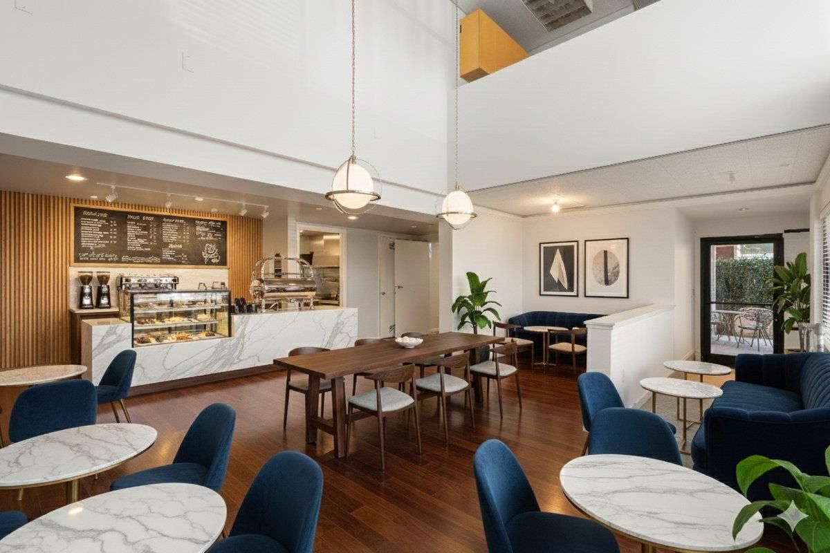 Dining room, Interior, Pendant Lights, Recessed Lighting, Wood Texture Flooring