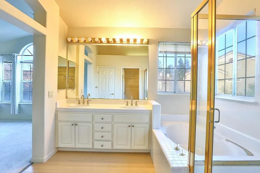 Bathroom, Dual Sink Vanities, Glass Shower, Interior, Tile Countertops