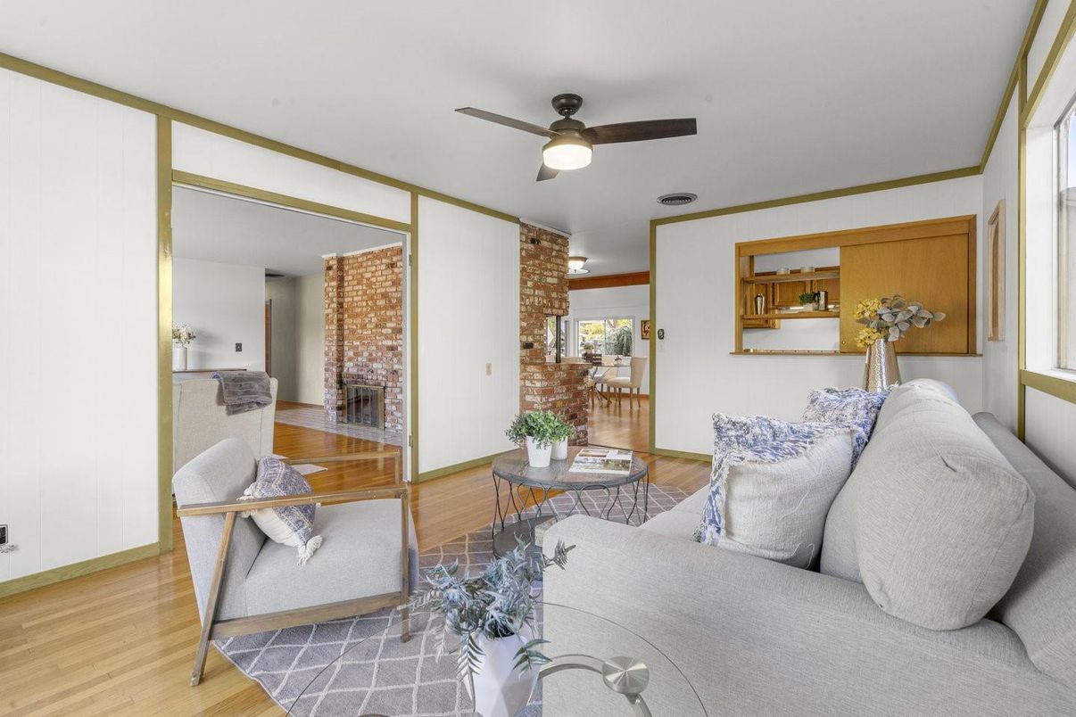 Interior, Living room, Stone Walls, Wood Texture Flooring
