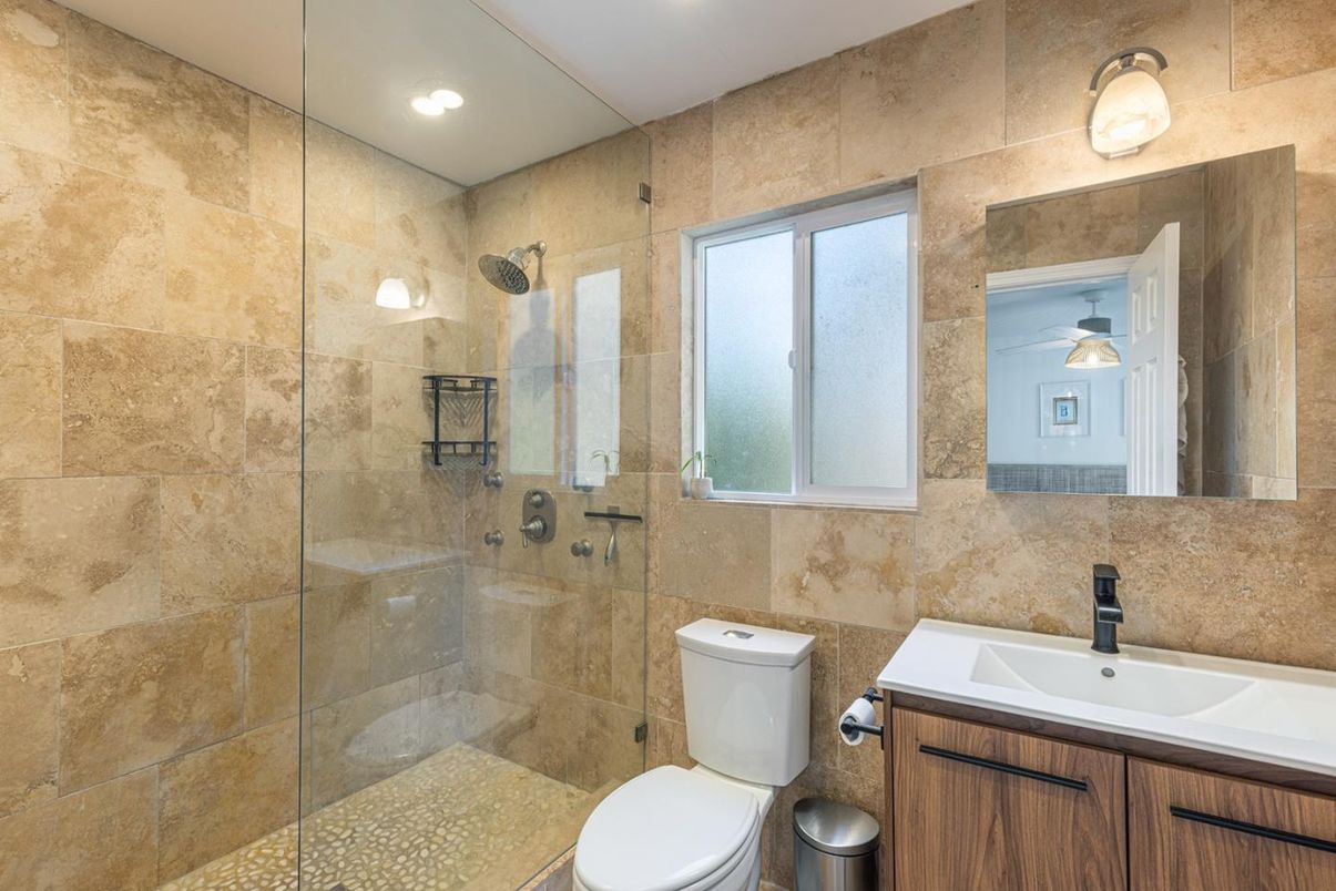 Bathroom, Glass Shower, Interior, Recessed Lighting