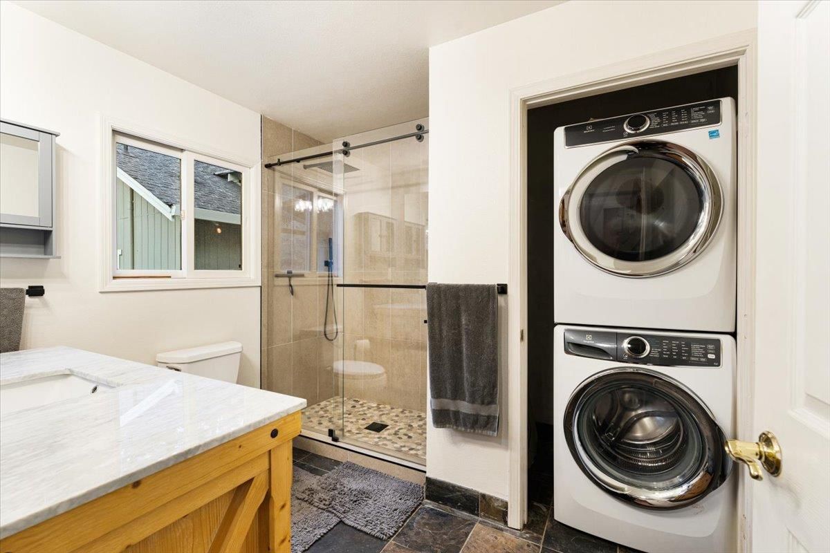 Bathroom, Glass Shower, Interior, Washer