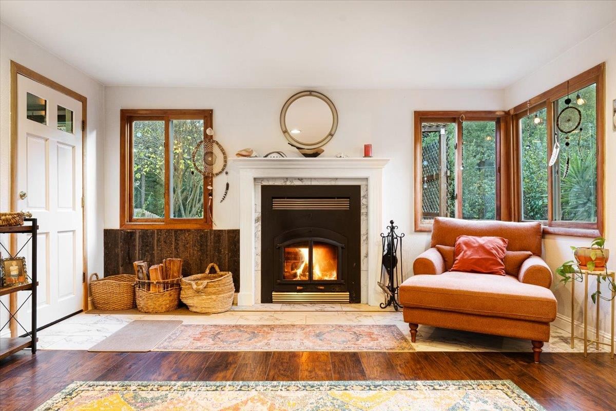 Fireplace, Interior, Wood Texture Flooring