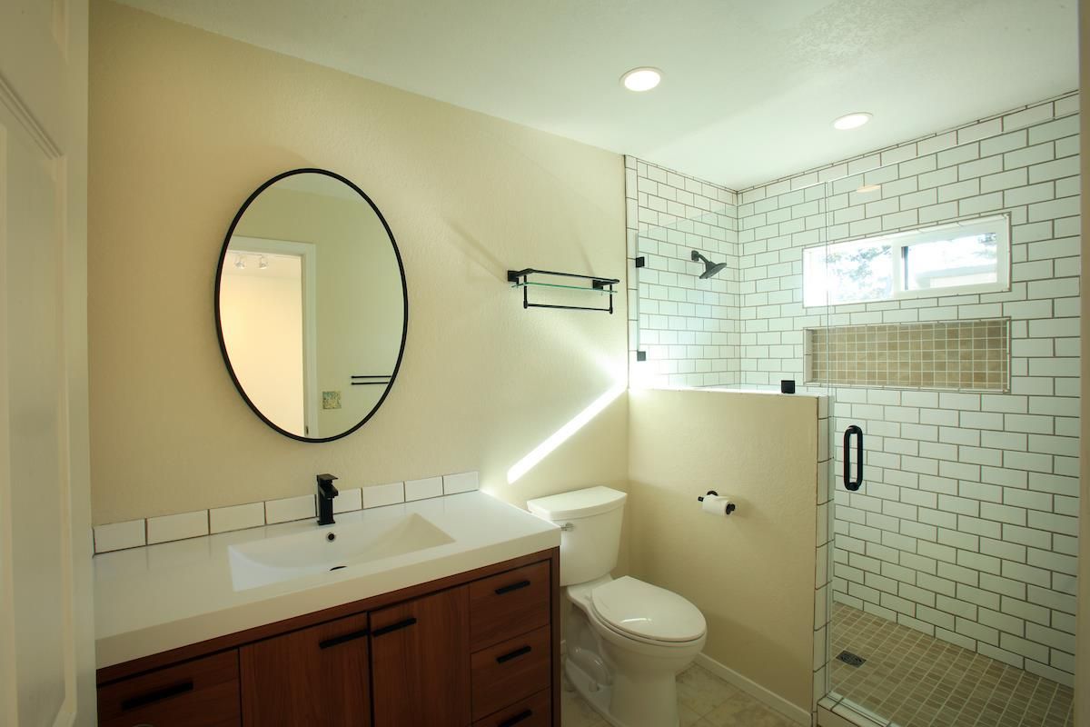 Bathroom, Glass Shower, Interior, Recessed Lighting