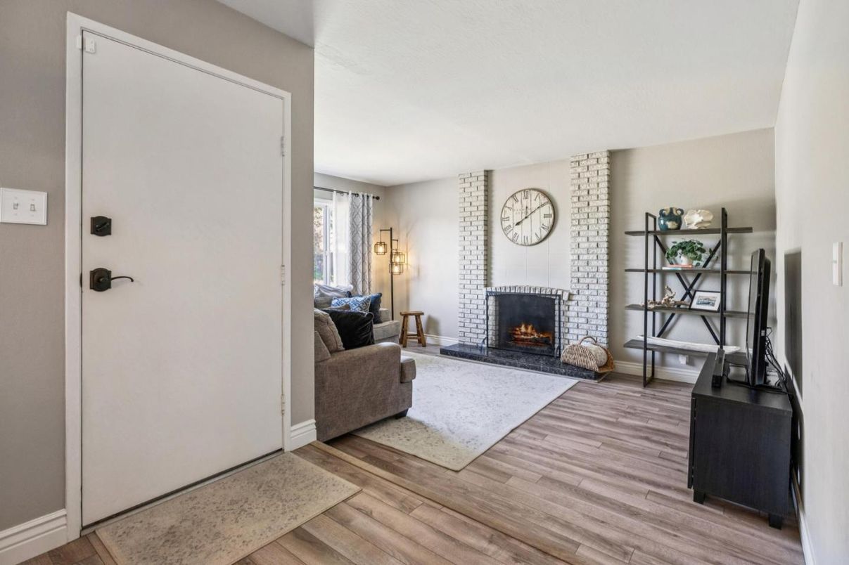 Fireplace, Interior, Wood Texture Flooring