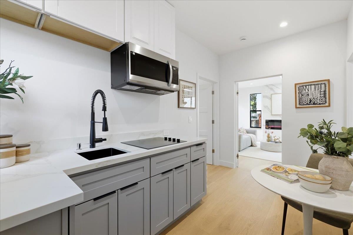 Interior, Kitchen, Recessed Lighting, Wood Texture Flooring