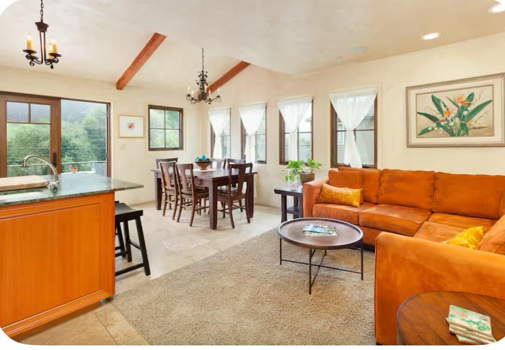 Chandelier, Dining room, Interior, Living room, Recessed Lighting, Wooden Beams