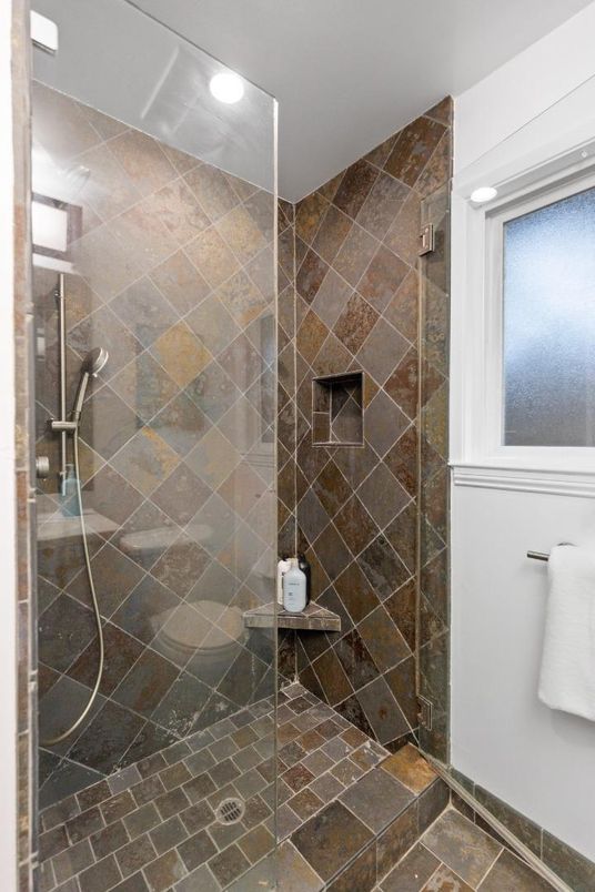 Bathroom, Glass Shower, Interior, Recessed Lighting