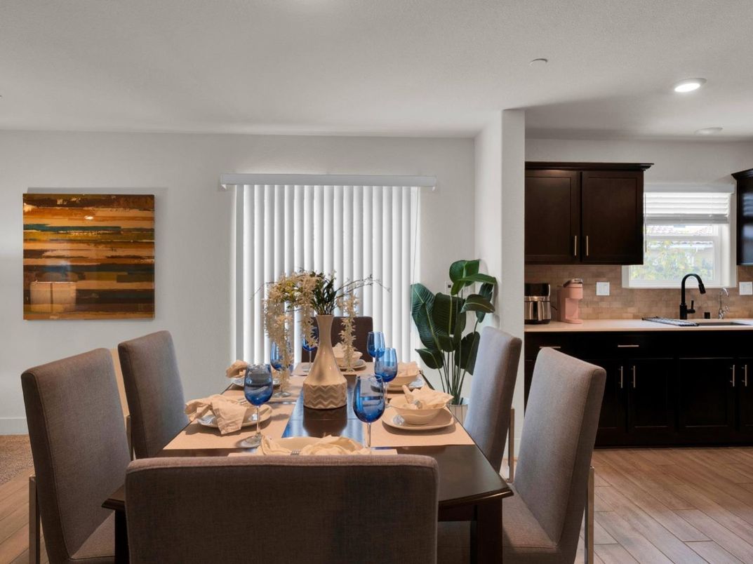 Dining room, Interior, Kitchen, Recessed Lighting, Wood Texture Flooring