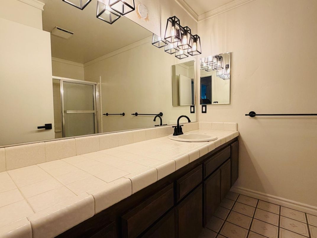 Bathroom, Glass Shower, Interior, Tile Countertops