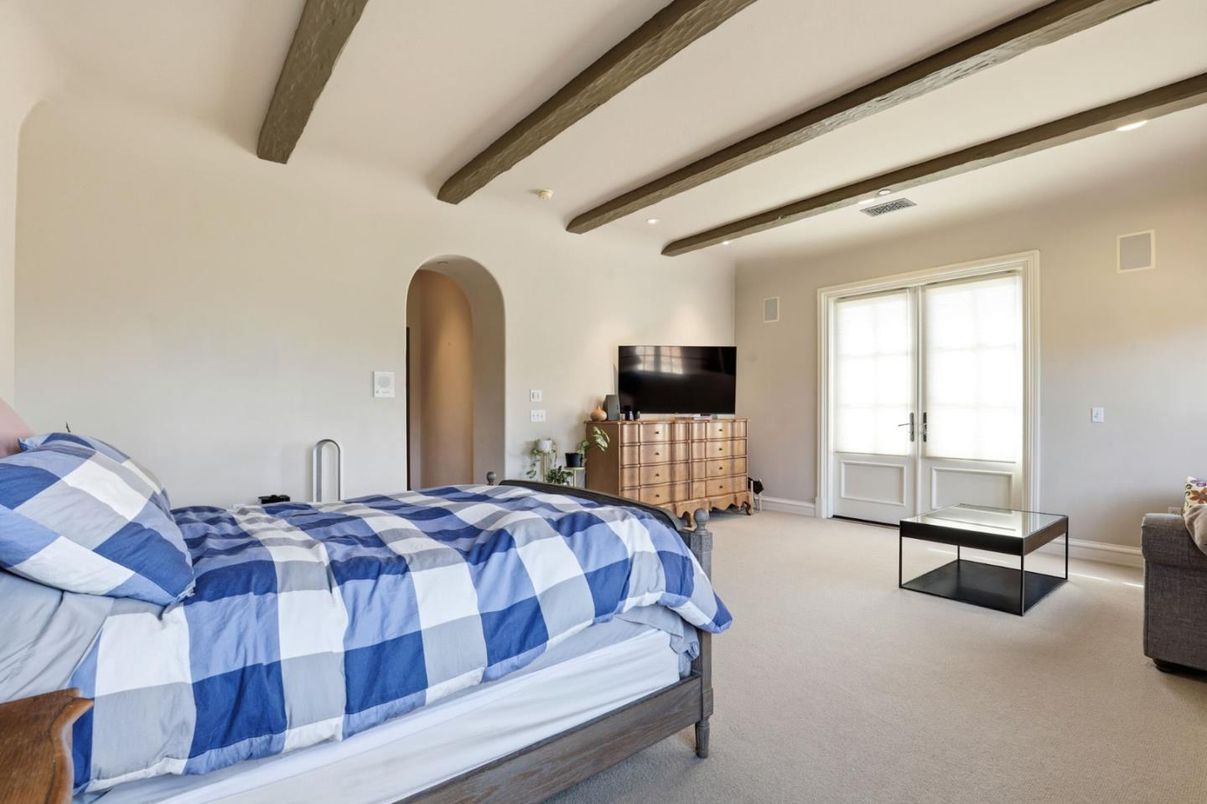 Bedroom, Interior, Recessed Lighting, Wooden Beams