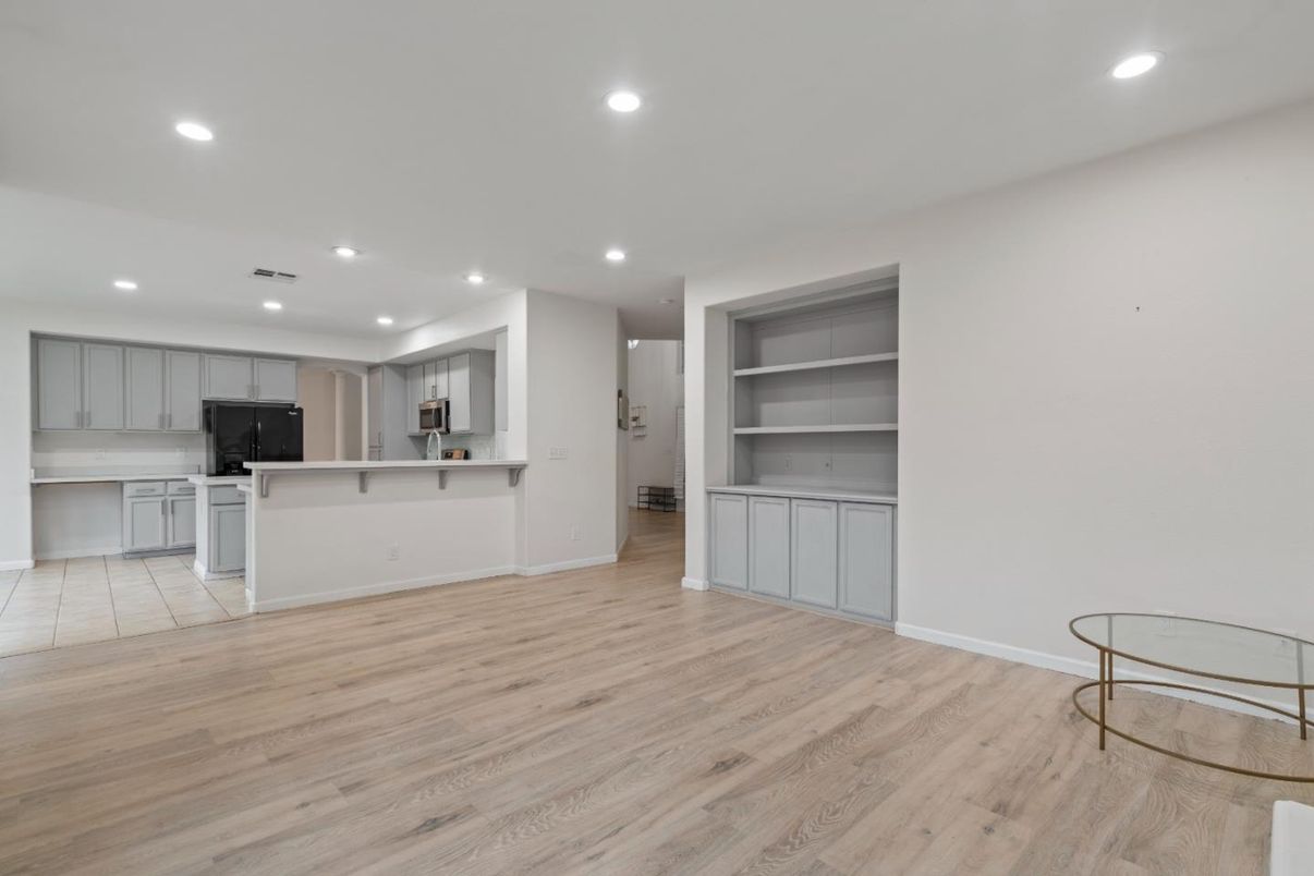 Interior, Kitchen, Recessed Lighting, Wood Texture Flooring