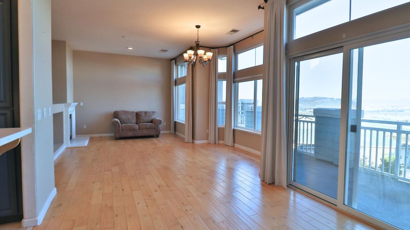 Chandelier, Empty room, Fireplace, Interior, Recessed Lighting, Wood Texture Flooring