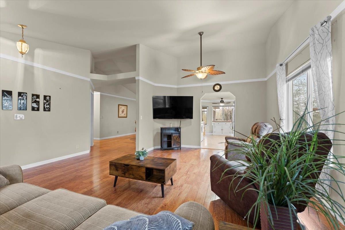 Fireplace, Interior, Living room, Pendant Lights, Wood Texture Flooring
