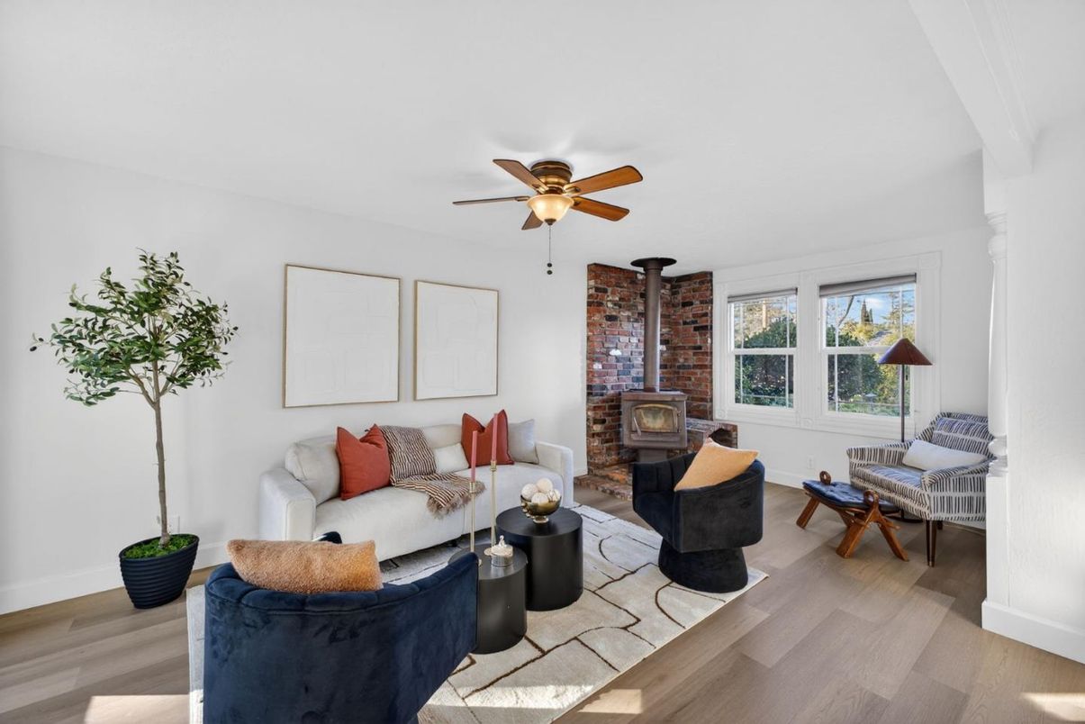 Fireplace, Interior, Living room, Stone Walls, Wood Texture Flooring