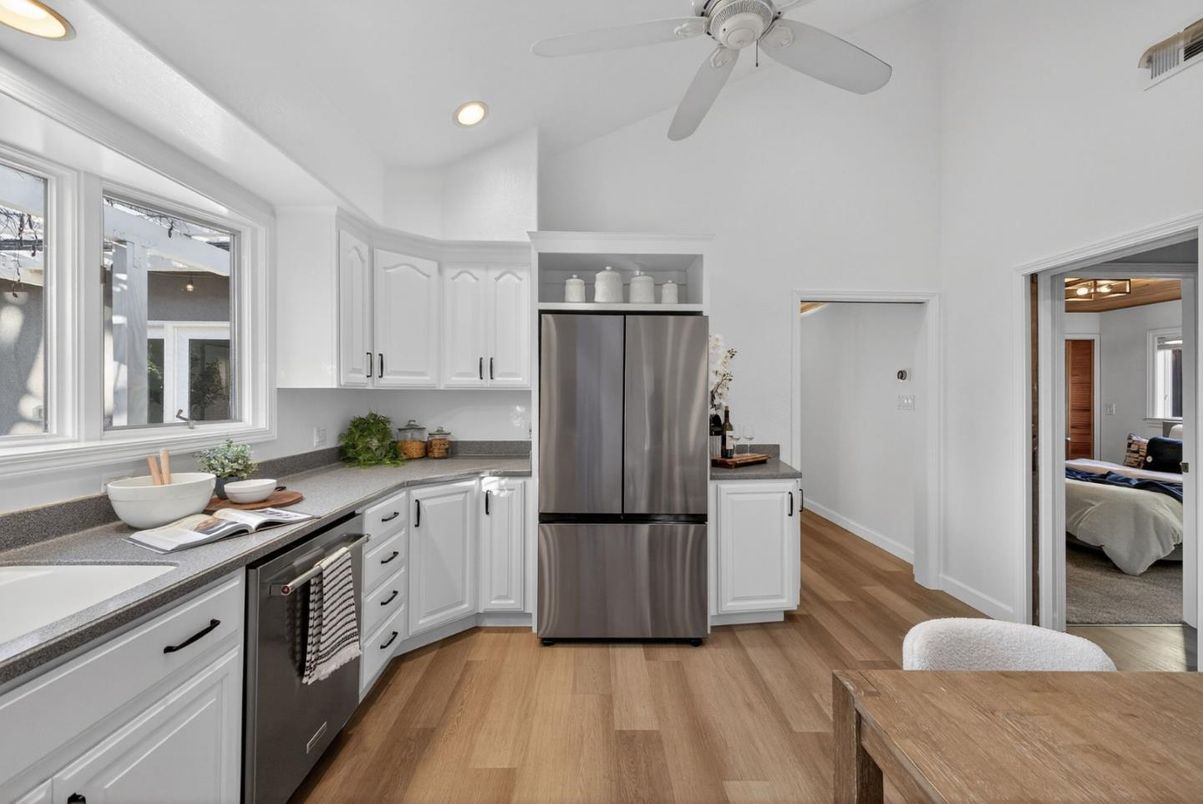 Interior, Kitchen, Recessed Lighting, Wood Texture Flooring