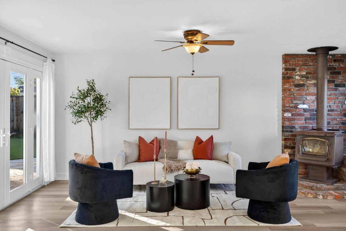 Fireplace, Interior, Living room, Stone Walls, Wood Texture Flooring