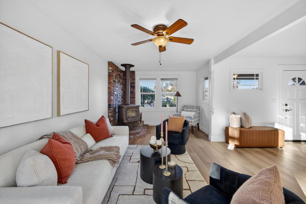 Fireplace, Interior, Living room, Stone Walls, Wood Texture Flooring