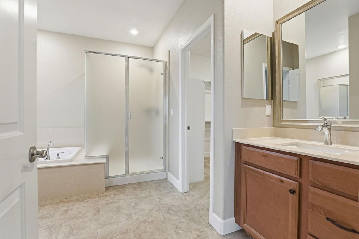 Bathroom, Dual Sink Vanities, Glass Shower, Interior, Recessed Lighting