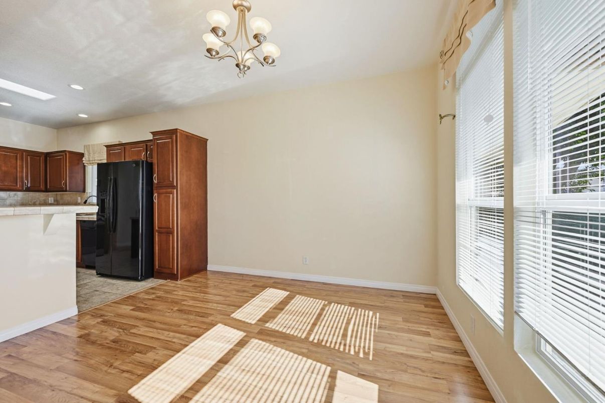 Chandelier, Interior, Kitchen, Recessed Lighting, Wood Texture Flooring
