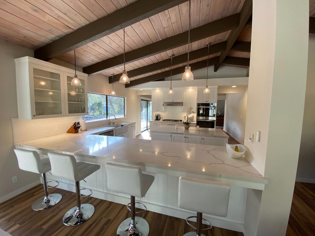 Interior, Kitchen, Pendant Lights, Wooden Beams, Wooden Ceilings, Wood Texture Flooring