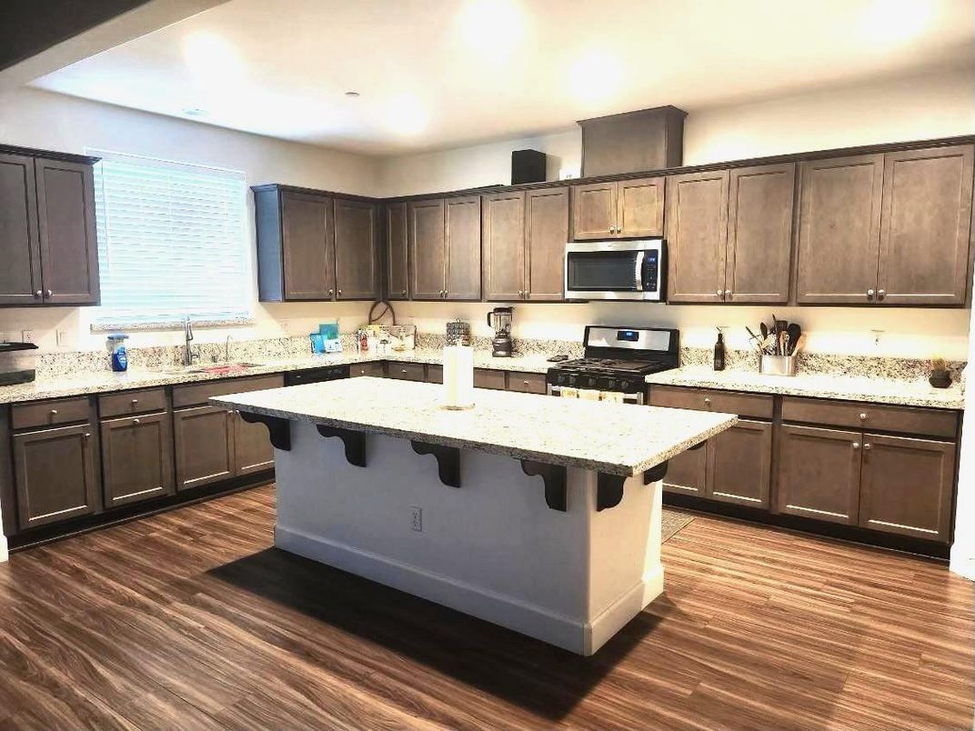 Interior, Kitchen, Recessed Lighting, Wood Texture Flooring