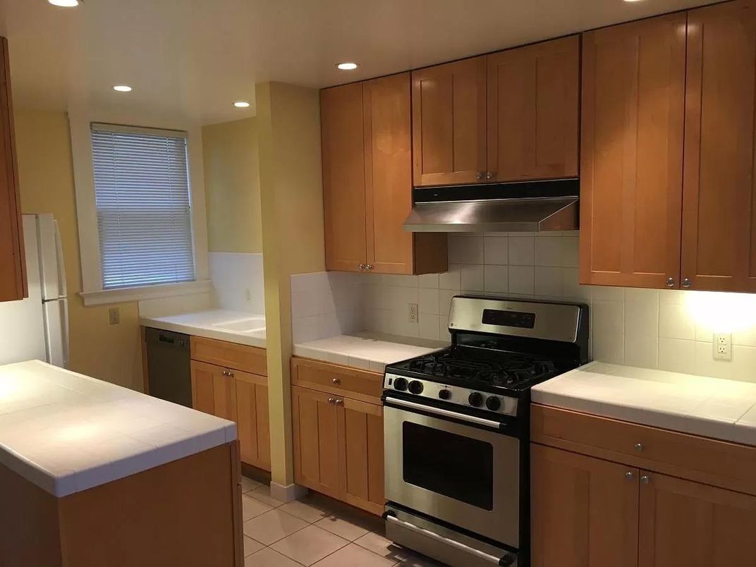 Interior, Kitchen, Recessed Lighting, Stainless Steel Appliances, Tile Countertops