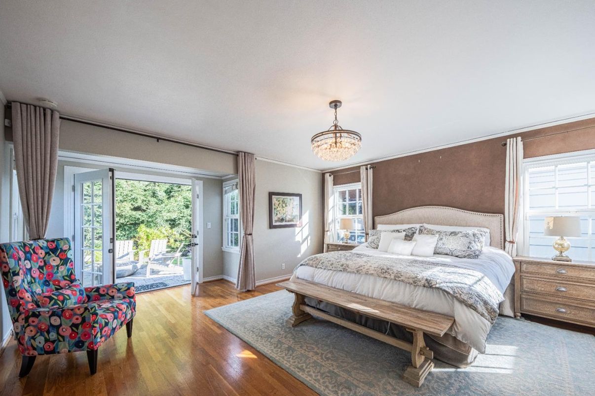Bedroom, Chandelier, Interior, Wood Texture Flooring