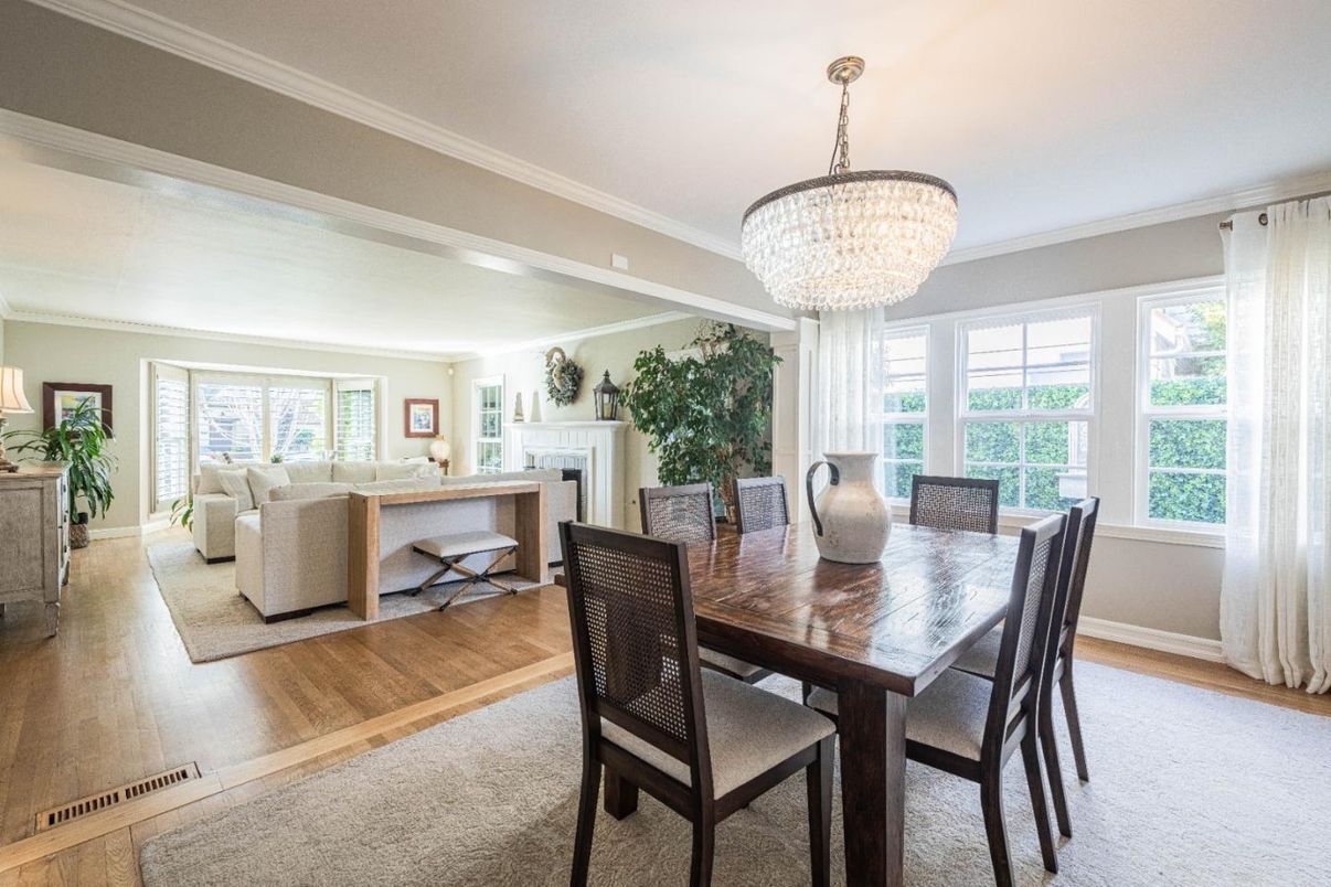 Chandelier, Dining room, Fireplace, Interior, Living room, Wood Texture Flooring