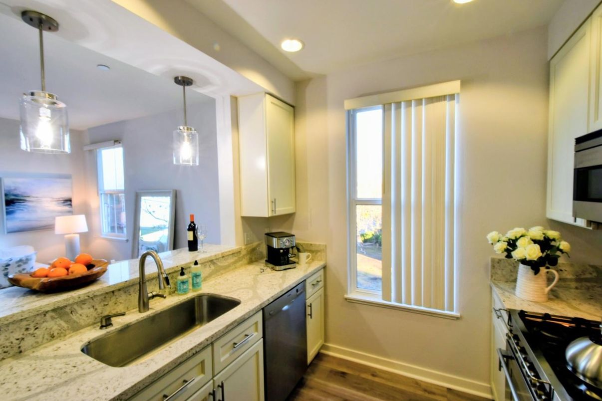 Interior, Kitchen, Pendant Lights, Recessed Lighting, Wood Texture Flooring