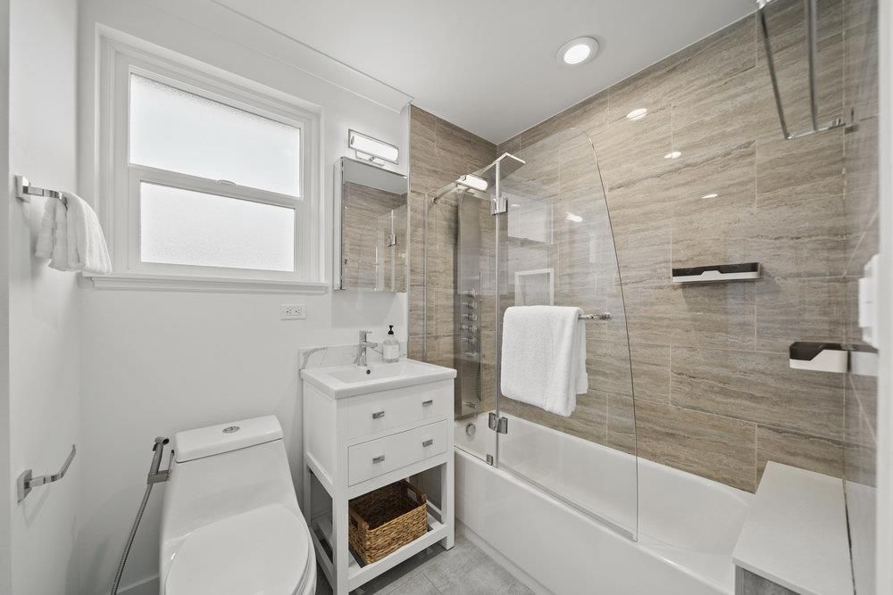Bathroom, Glass Shower, Interior, Recessed Lighting