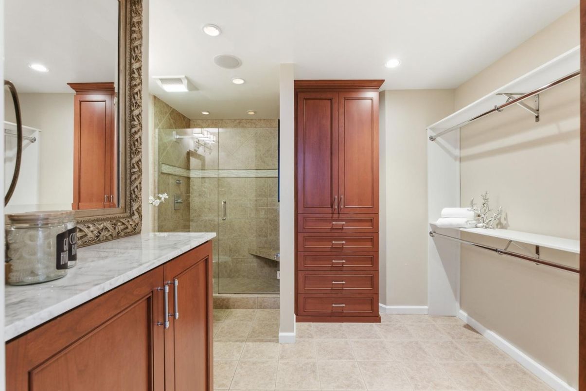 Bathroom, Glass Shower, Interior, Recessed Lighting