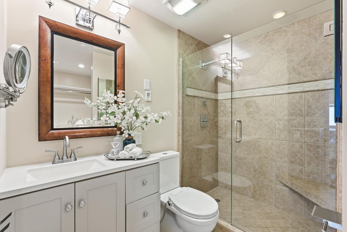 Bathroom, Glass Shower, Interior, Recessed Lighting