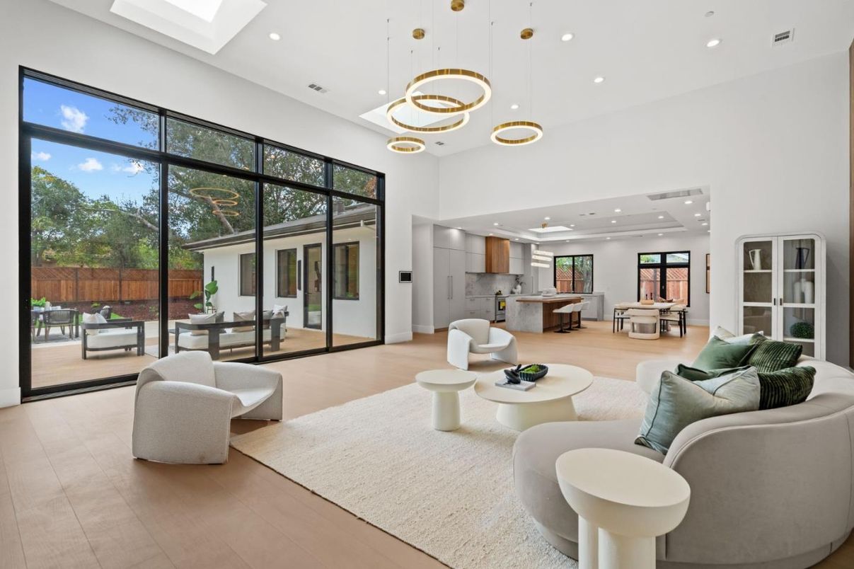 Interior, Kitchen, Living room, Pendant Lights, Recessed Lighting, Wood Texture Flooring