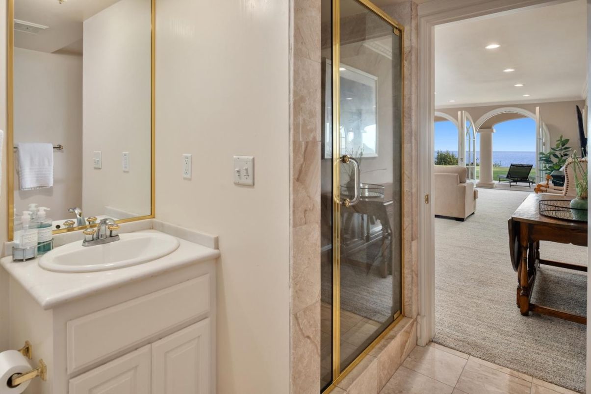 Bathroom, Glass Shower, Interior, Recessed Lighting, Water