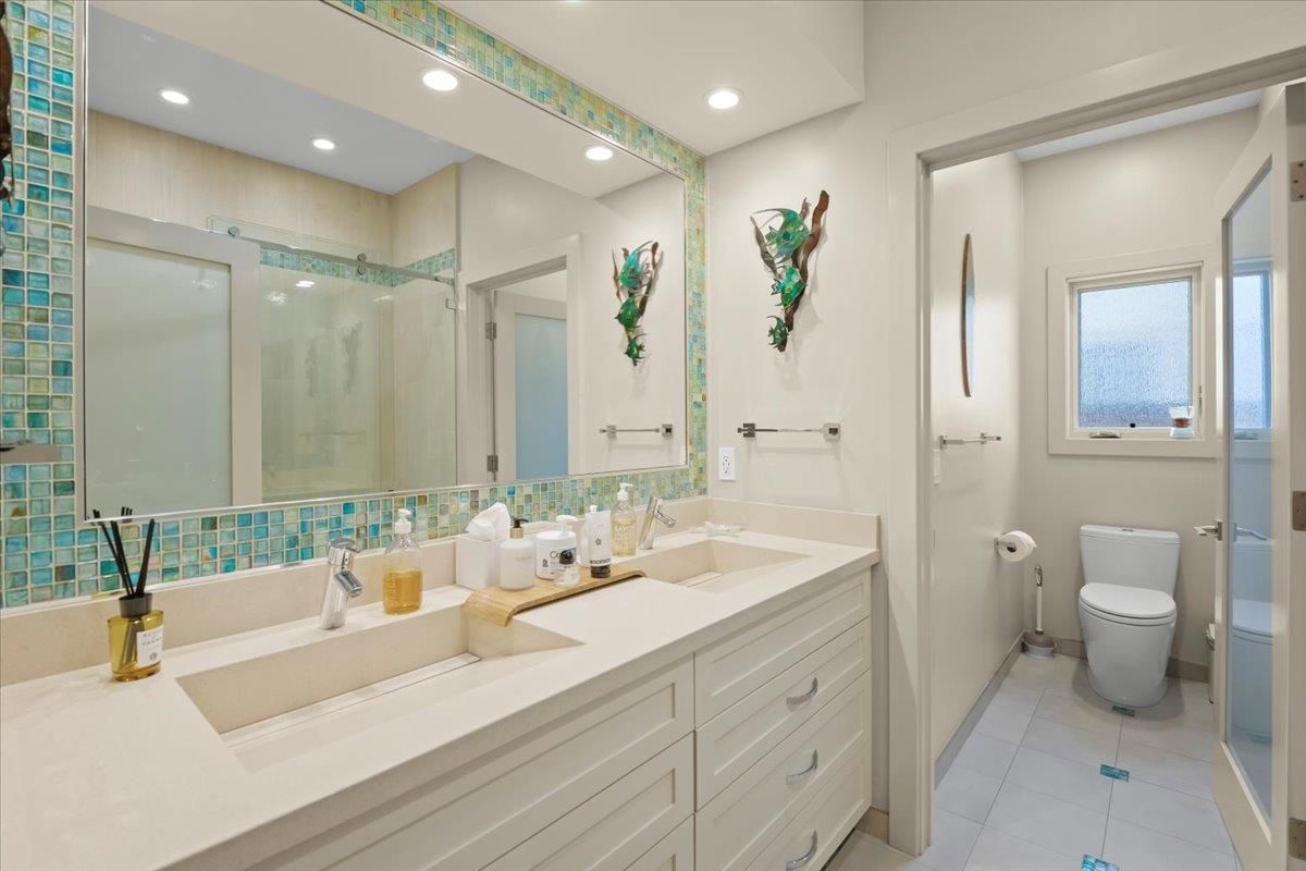Bathroom, Dual Sink Vanities, Glass Shower, Interior, Recessed Lighting