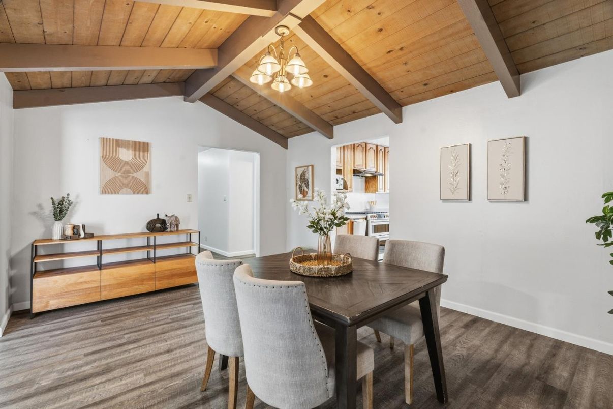 Dining room, Interior, Wooden Beams, Wooden Ceilings, Wood Texture Flooring