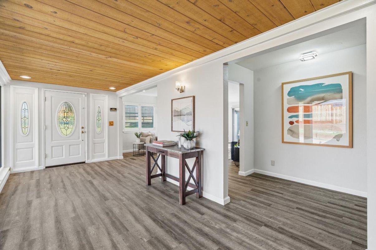 Interior, Recessed Lighting, Wooden Ceilings, Wood Texture Flooring