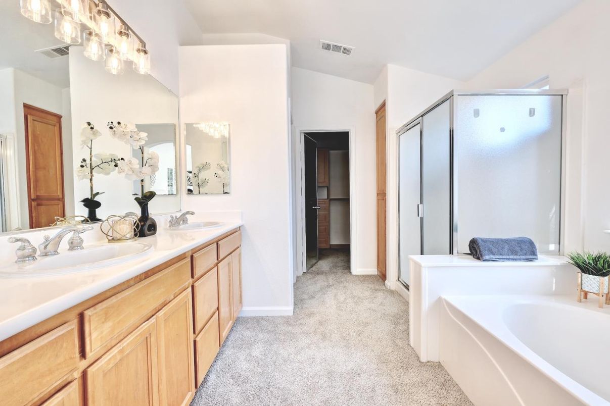 Bathroom, Dual Sink Vanities, Glass Shower, Interior