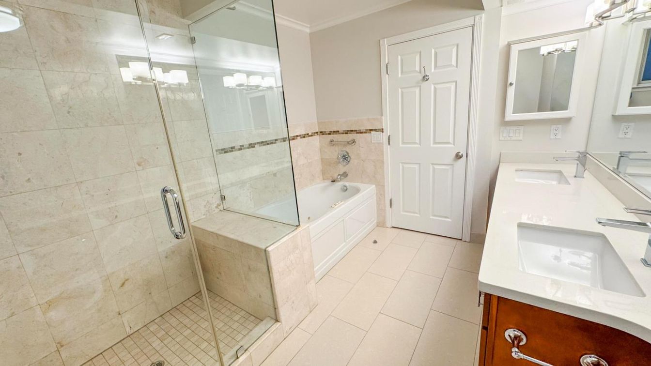 Bathroom, Dual Sink Vanities, Glass Shower, Interior