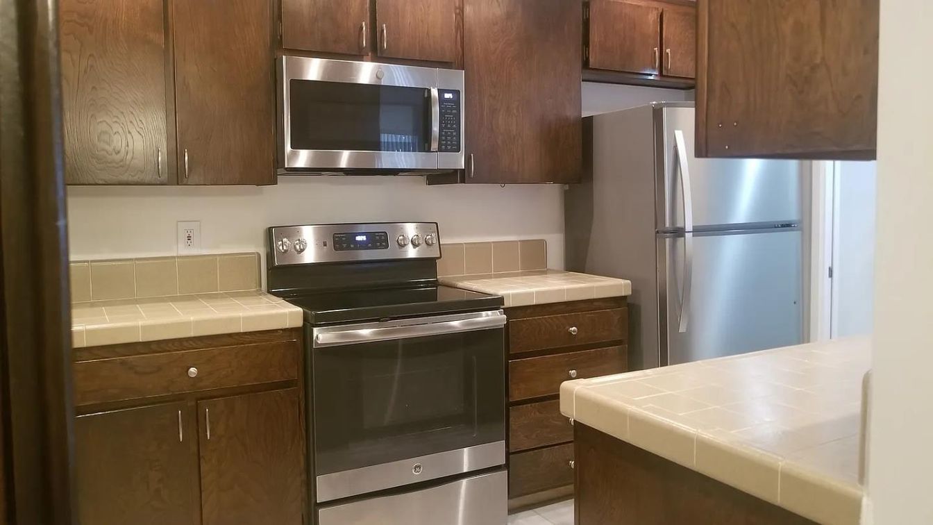 Interior, Kitchen, Stainless Steel Appliances, Tile Countertops