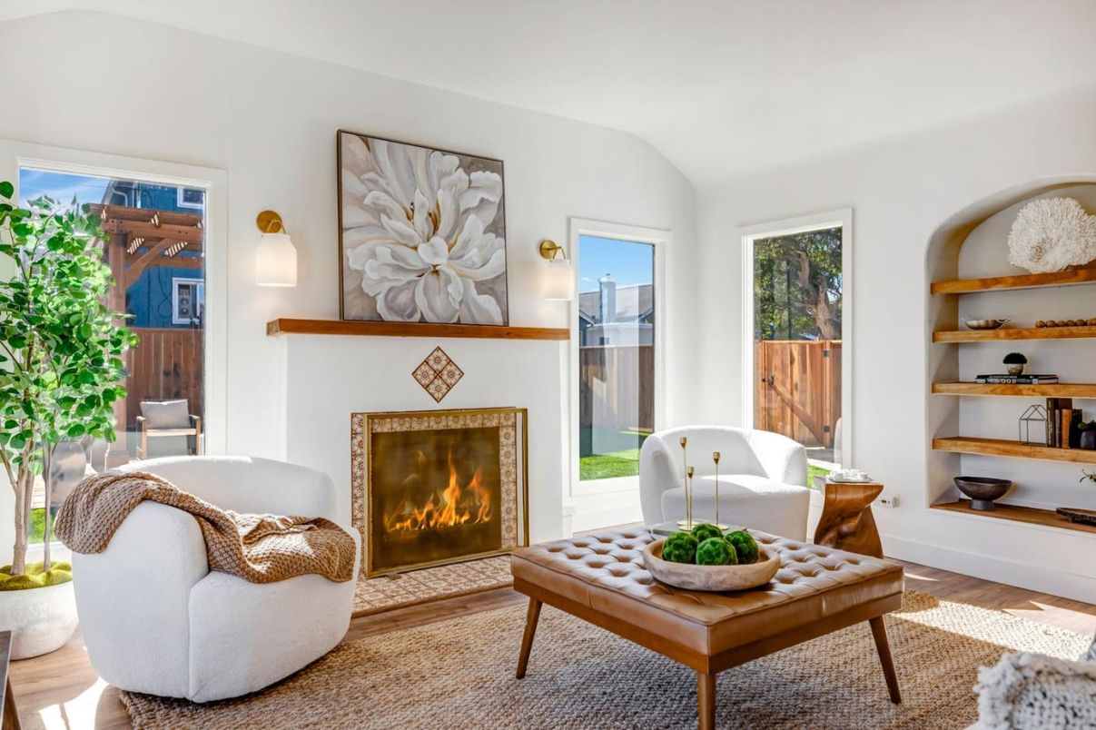 Fireplace, Interior, Wood Texture Flooring
