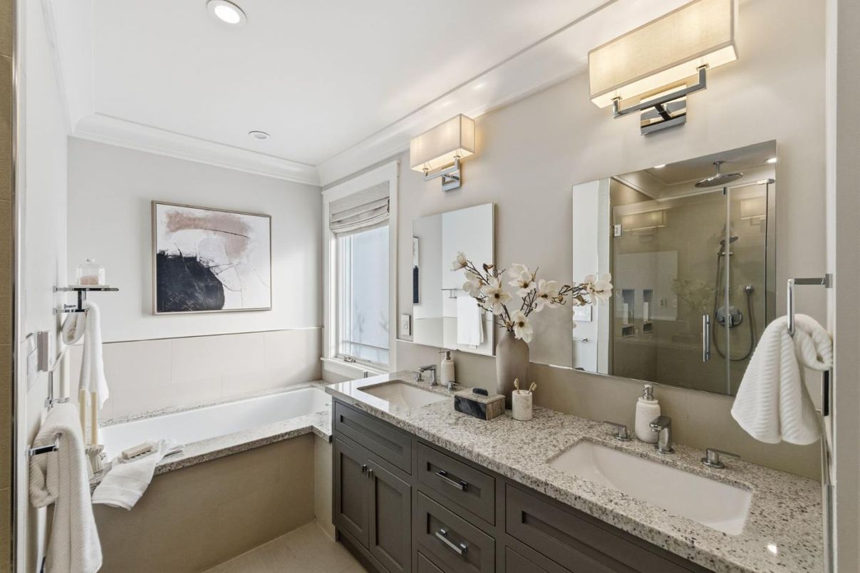 Bathroom, Dual Sink Vanities, Glass Shower, Interior, Recessed Lighting