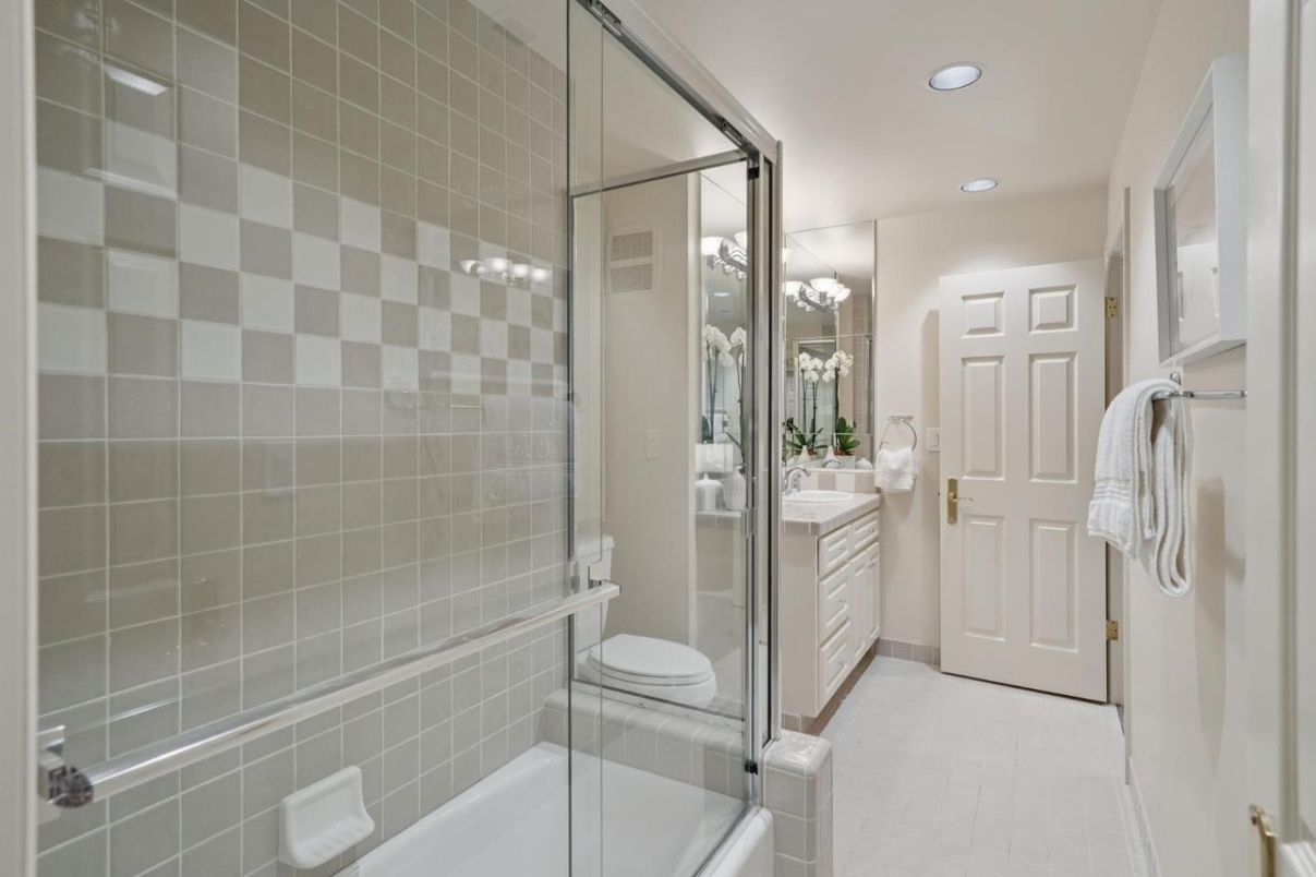Bathroom, Glass Shower, Interior, Recessed Lighting