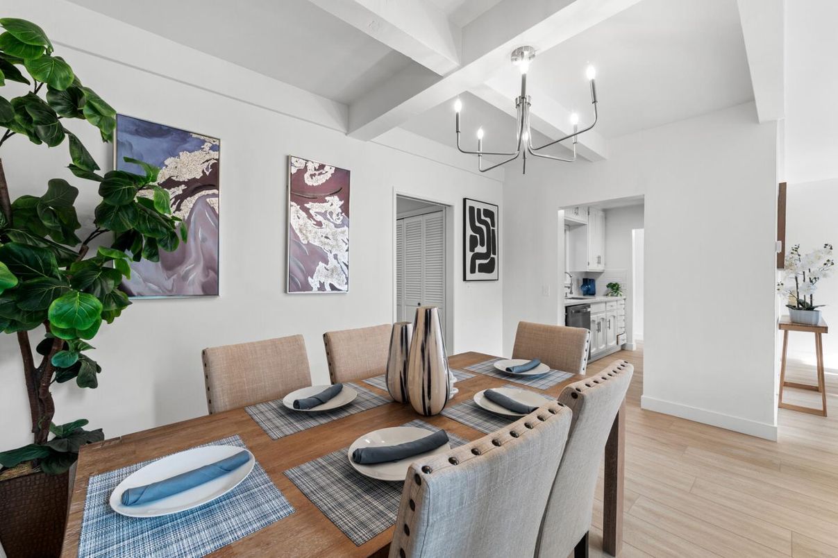 Chandelier, Dining room, Interior, Wood Texture Flooring