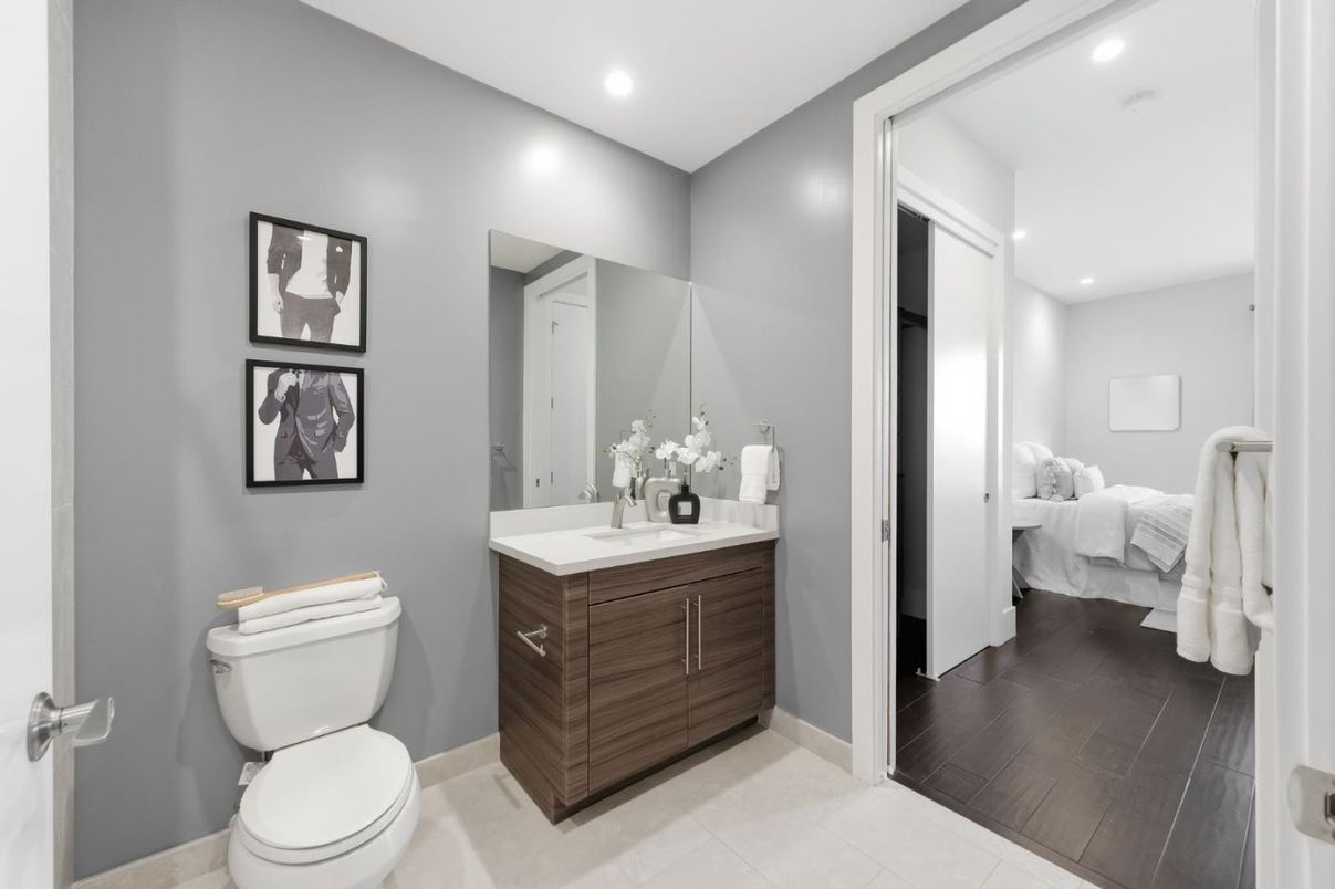 Bathroom, Bedroom, Interior, Recessed Lighting, Wood Texture Flooring