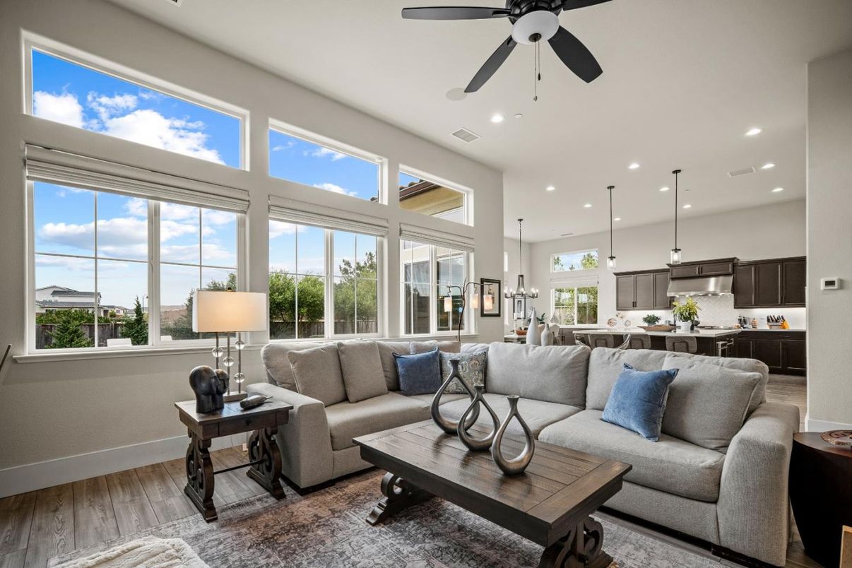 Interior, Kitchen, Living room, Pendant Lights, Recessed Lighting, Wood Texture Flooring