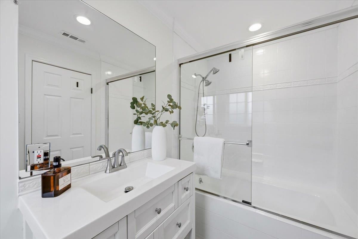 Bathroom, Glass Shower, Interior, Recessed Lighting