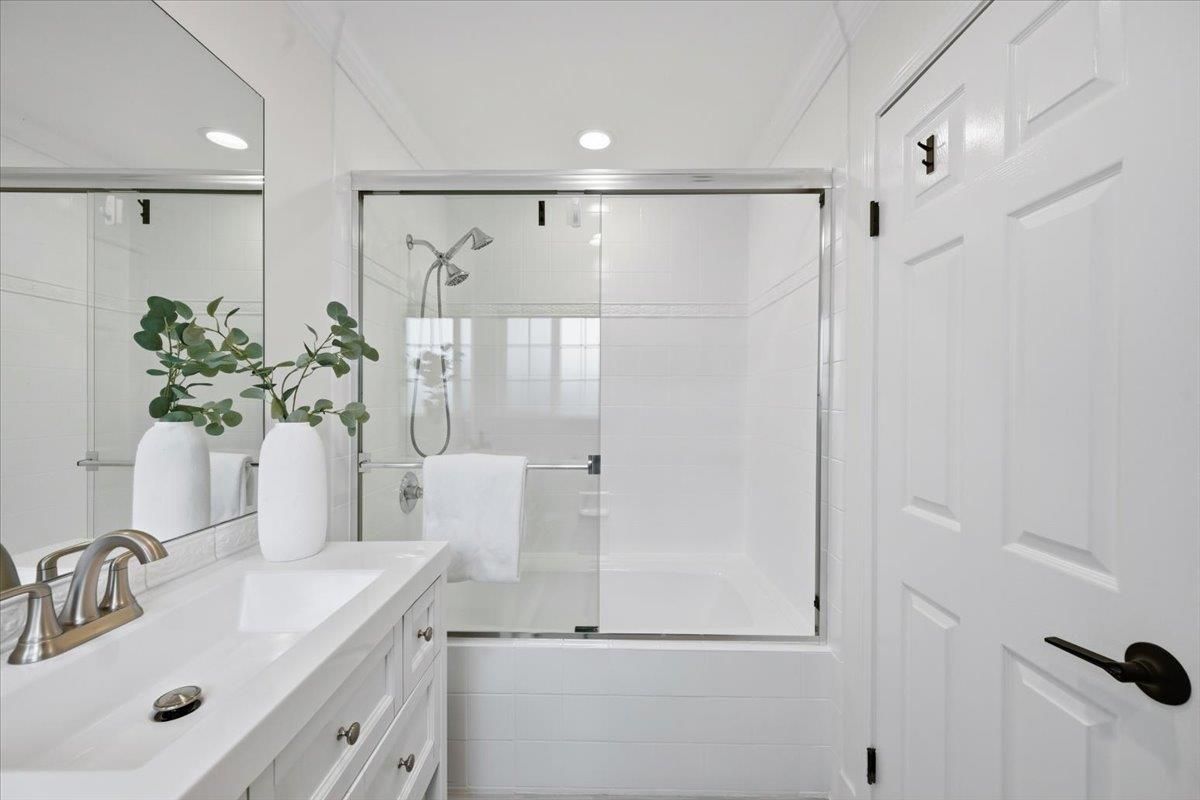 Bathroom, Glass Shower, Interior, Recessed Lighting
