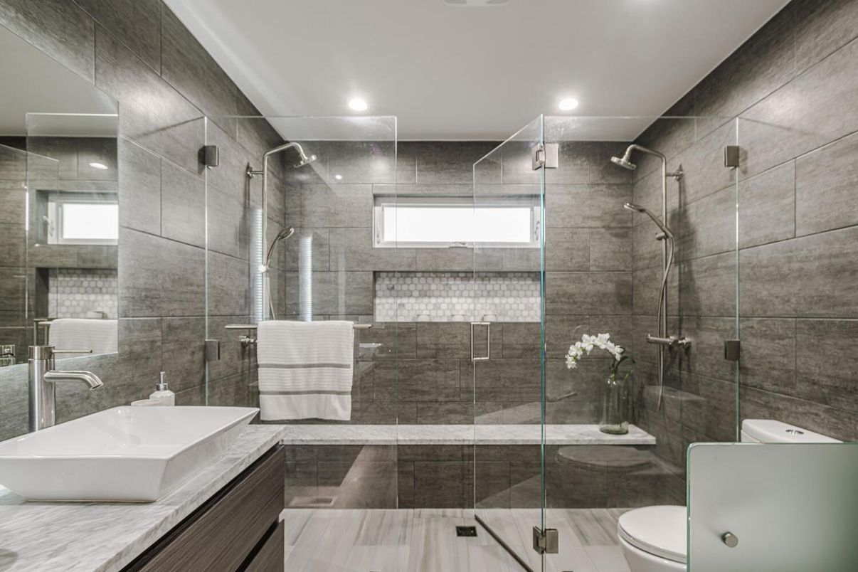 Bathroom, Glass Shower, Interior, Recessed Lighting
